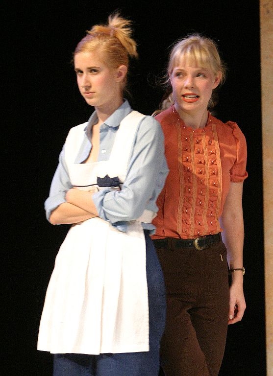 UVic Theatre students (L to R) Laura Harris (Dorine) and Sarah Pelzer (Mariane). Photo:  Tim Matheson.